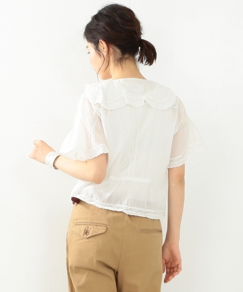 BEAMS BOY（ビームスボーイ）の「BEAMS BOY / ヴィンテージ レース ショートスリーブシャツ（シャツ/ブラウス・レディース・ホワイト・ONE SIZE）」の5枚目の写真
