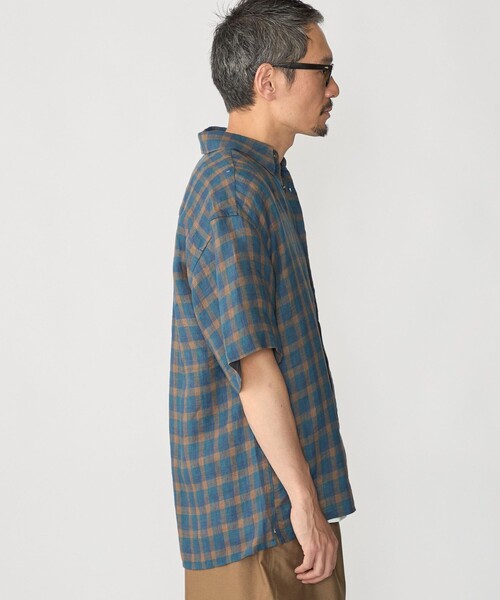 SHIPS(シップス)の「SHIPS: リネン チェック リラックス ショートスリーブ シャツ(シャツ/ブラウス・メンズ・ブラウン/ネイビー/ブルー/カーキ・LARGE/SMALL/MEDIUM)」の15枚目の写真