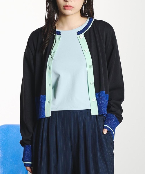 ROSE BUD(ローズバッド)の「COLOR CARDIGAN(ニット/セーター・レディース・レッド/ブラック/ライトイエロー・ONE SIZE)」の2枚目の写真