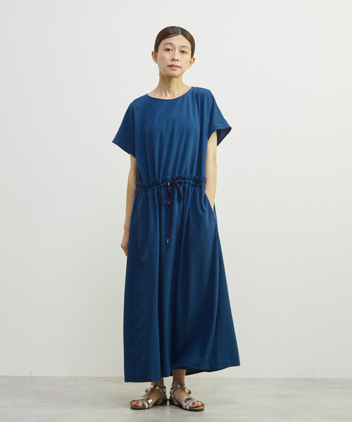 MELROSE claire(メルローズ クレール)の「【バンブーミックスサッカーワンピース】(ワンピース・レディース・ブラック/ダークブルー/マスタード・FREE)」の2枚目の写真