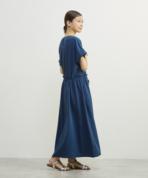 MELROSE claire(メルローズ クレール)の「【バンブーミックスサッカーワンピース】(ワンピース・レディース・ブラック/ダークブルー/マスタード・FREE)」の9枚目の写真
