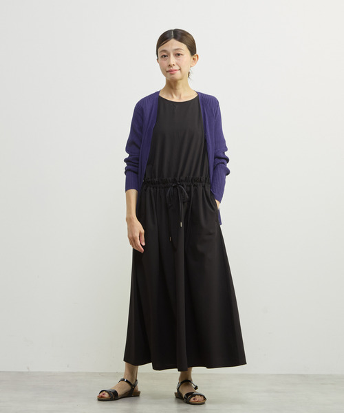 MELROSE claire(メルローズ クレール)の「【バンブーミックスサッカーワンピース】(ワンピース・レディース・ブラック/ダークブルー/マスタード・FREE)」の13枚目の写真