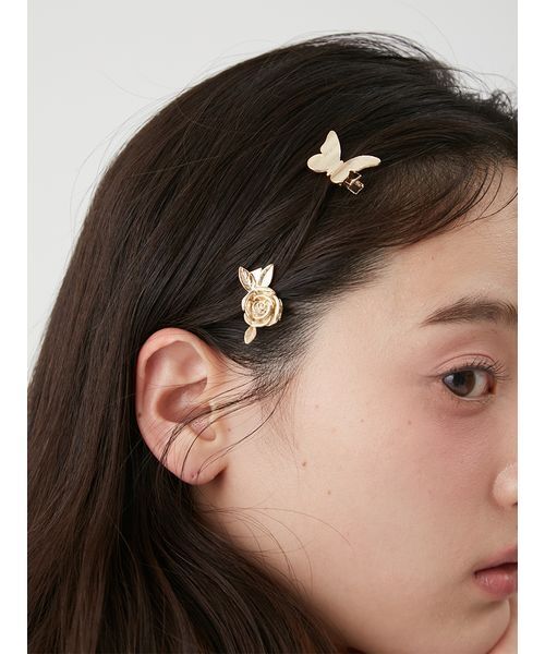 LILY BROWN（リリーブラウン）の「【LILY BROWN×ANNA SUI】バタフライ＆ローズヘアクリップセット（その他ヘアアクセサリー・レディース・シルバー/ゴールド・F）」の20枚目の写真