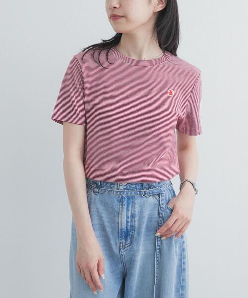 PETIT BATEAU(プチバトー)の「『別注』PETIT BATEAU×DOORS EMBROIDERYT-SHIRTS ST2(Tシャツ/カットソー・レディース・レッド系その他・X-SMALL/MEDIUM/SMALL)」の2枚目の写真