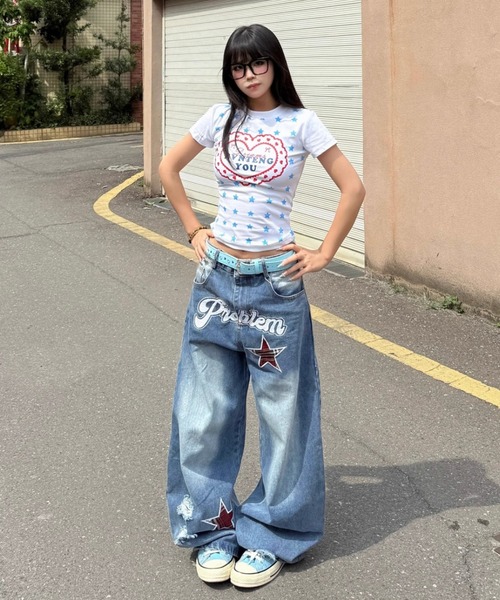 LAC-VERT(ラック・ヴェール)の「スター柄プリントTシャツ(Tシャツ/カットソー・レディース・ホワイト/イエロー・FREE)」の8枚目の写真
