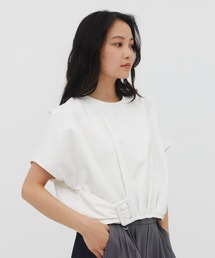 UNITED TOKYO | 【すっきりスタイルアップ】ノットベルトタックプルオーバー|夏服/細見え/ウォッシャブル/接触冷感/速乾/クロップド丈(Tシャツ/カットソー)