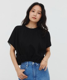 【すっきりスタイルアップ】ノットベルトタックプルオーバー|夏服/細見え/ウォッシャブル/接触冷感/速乾/クロップド丈