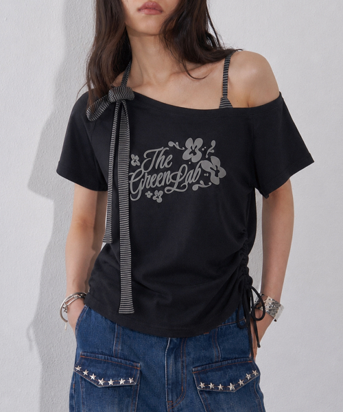 THE GREEN LAB（ザグリーンラボ）の「ストライプタイワンショルダー半袖[ホワイト]（Tシャツ/カットソー・レディース・その他・FREE）」の8枚目の写真
