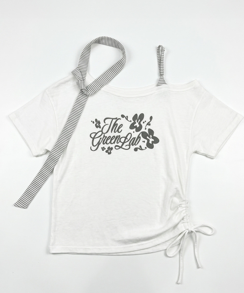 THE GREEN LAB（ザグリーンラボ）の「ストライプタイワンショルダー半袖[ホワイト]（Tシャツ/カットソー・レディース・その他・FREE）」の9枚目の写真