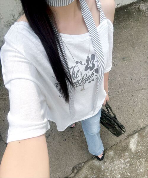 THE GREEN LAB（ザグリーンラボ）の「ストライプタイワンショルダー半袖[ホワイト]（Tシャツ/カットソー・レディース・その他・FREE）」の17枚目の写真