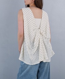 ドットツイストデザインノースリーブブラウス
