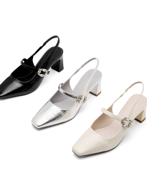 SPUR(シュプール)の「ラッサーネMJスリングバックパンプスヒール6.8cm -WS9017(パンプス・レディース・アイボリー/シルバー/ブラック・22.5cm/23cm/23.5cm/24cm/24.5cm/25cm)」の6枚目の写真
