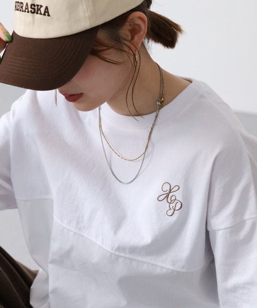Arinomama(アリノママ)の「16s空紡糸天竺 220g/㎡ スプリットTシャツ 半袖(Tシャツ/カットソー・レディース・杢グレー/ブラック/オフホワイト/カーキ・FREE)」の2枚目の写真