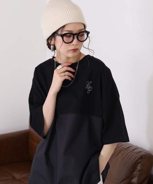 Arinomama(アリノママ)の「16s空紡糸天竺 220g/㎡ スプリットTシャツ 半袖(Tシャツ/カットソー・レディース・杢グレー/ブラック/オフホワイト/カーキ・FREE)」の5枚目の写真