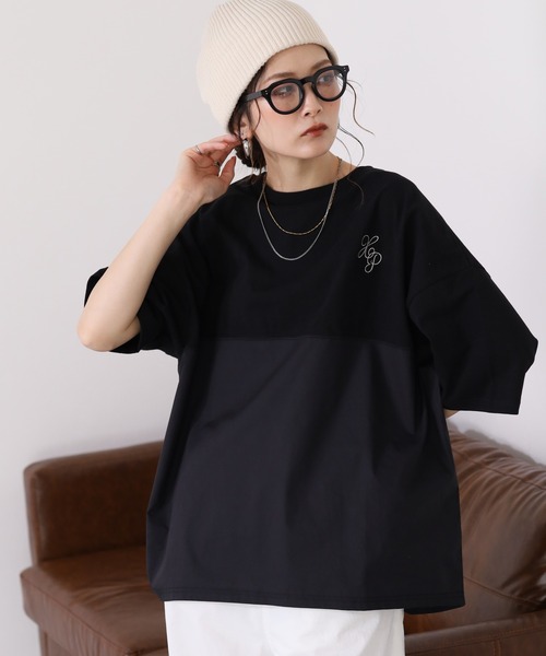 Arinomama(アリノママ)の「16s空紡糸天竺 220g/㎡ スプリットTシャツ 半袖(Tシャツ/カットソー・レディース・杢グレー/ブラック/オフホワイト/カーキ・FREE)」の6枚目の写真