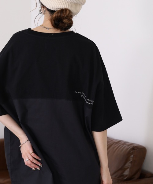 Arinomama(アリノママ)の「16s空紡糸天竺 220g/㎡ スプリットTシャツ 半袖(Tシャツ/カットソー・レディース・杢グレー/ブラック/オフホワイト/カーキ・FREE)」の8枚目の写真