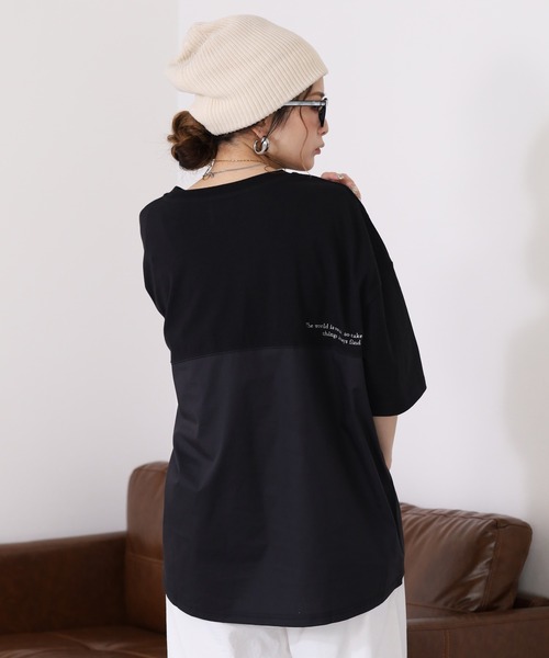 Arinomama(アリノママ)の「16s空紡糸天竺 220g/㎡ スプリットTシャツ 半袖(Tシャツ/カットソー・レディース・杢グレー/ブラック/オフホワイト/カーキ・FREE)」の9枚目の写真
