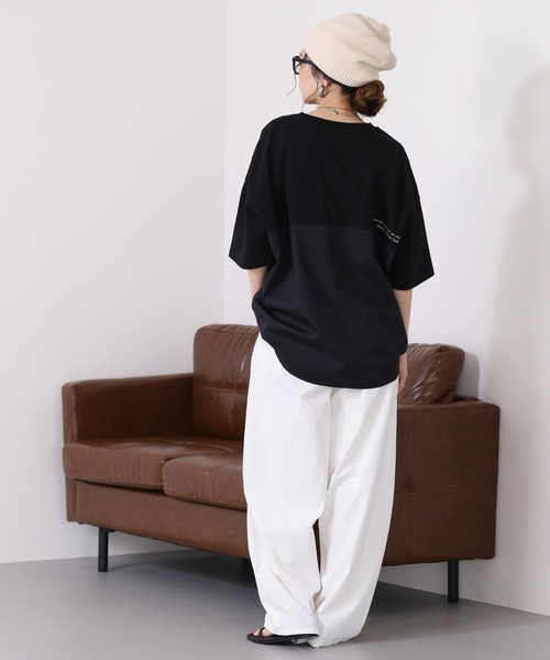 Arinomama(アリノママ)の「16s空紡糸天竺 220g/㎡ スプリットTシャツ 半袖(Tシャツ/カットソー・レディース・杢グレー/ブラック/オフホワイト/カーキ・FREE)」の10枚目の写真