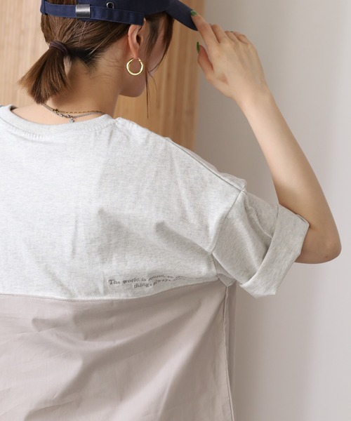 Arinomama(アリノママ)の「16s空紡糸天竺 220g/㎡ スプリットTシャツ 半袖(Tシャツ/カットソー・レディース・杢グレー/ブラック/オフホワイト/カーキ・FREE)」の13枚目の写真