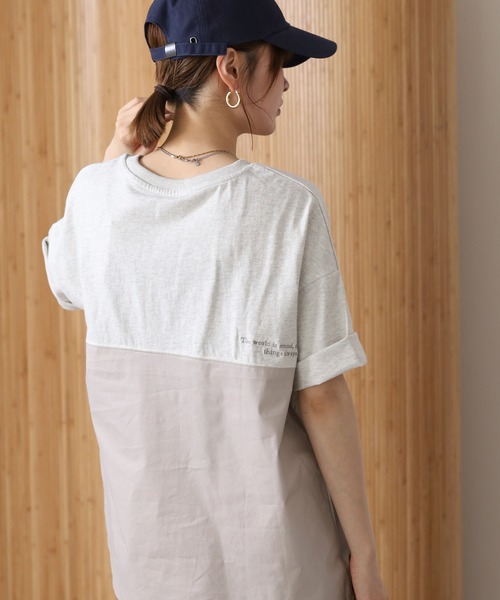 Arinomama(アリノママ)の「16s空紡糸天竺 220g/㎡ スプリットTシャツ 半袖(Tシャツ/カットソー・レディース・杢グレー/ブラック/オフホワイト/カーキ・FREE)」の14枚目の写真