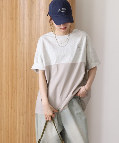 Arinomama(アリノママ)の「16s空紡糸天竺 220g/㎡ スプリットTシャツ 半袖(Tシャツ/カットソー・レディース・杢グレー/ブラック/オフホワイト/カーキ・FREE)」の15枚目の写真