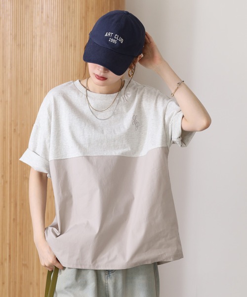 Arinomama(アリノママ)の「16s空紡糸天竺 220g/㎡ スプリットTシャツ 半袖(Tシャツ/カットソー・レディース・杢グレー/ブラック/オフホワイト/カーキ・FREE)」の16枚目の写真