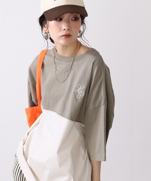 Arinomama(アリノママ)の「16s空紡糸天竺 220g/㎡ スプリットTシャツ 半袖(Tシャツ/カットソー・レディース・杢グレー/ブラック/オフホワイト/カーキ・FREE)」の19枚目の写真