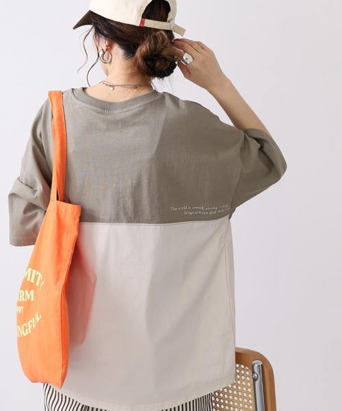 Arinomama(アリノママ)の「16s空紡糸天竺 220g/㎡ スプリットTシャツ 半袖(Tシャツ/カットソー・レディース・杢グレー/ブラック/オフホワイト/カーキ・FREE)」の22枚目の写真