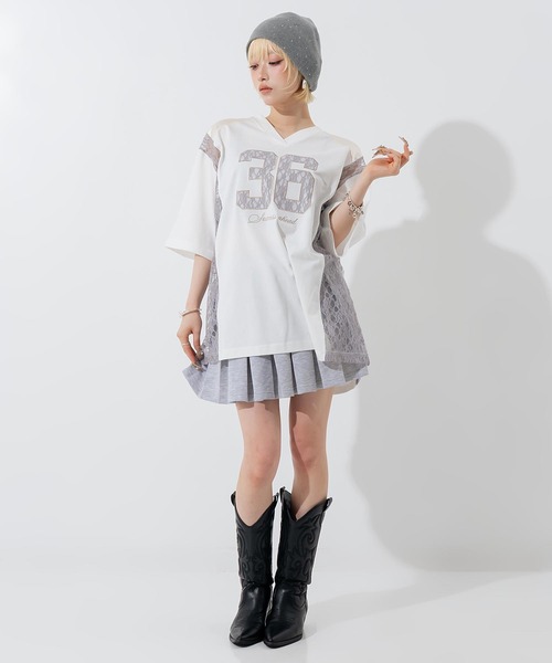 ANAP(アナップ)の「レースナンバリングゲームシャツ(Tシャツ/カットソー・レディース・ネイビー/オフホワイト・F)」の8枚目の写真