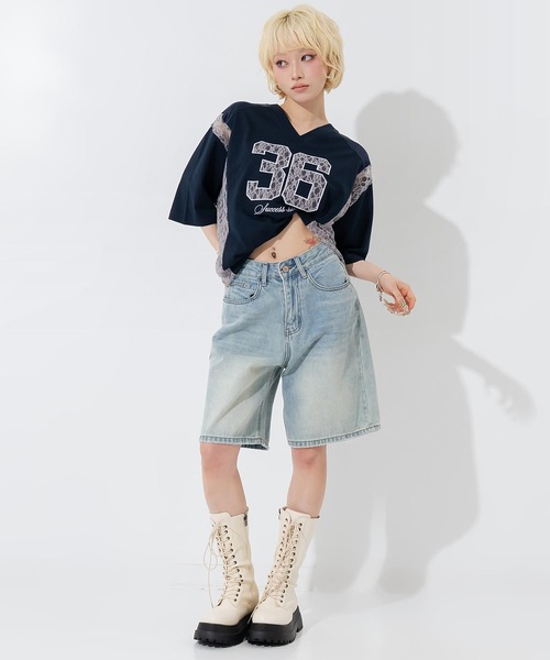 ANAP(アナップ)の「レースナンバリングゲームシャツ(Tシャツ/カットソー・レディース・ネイビー/オフホワイト・F)」の13枚目の写真