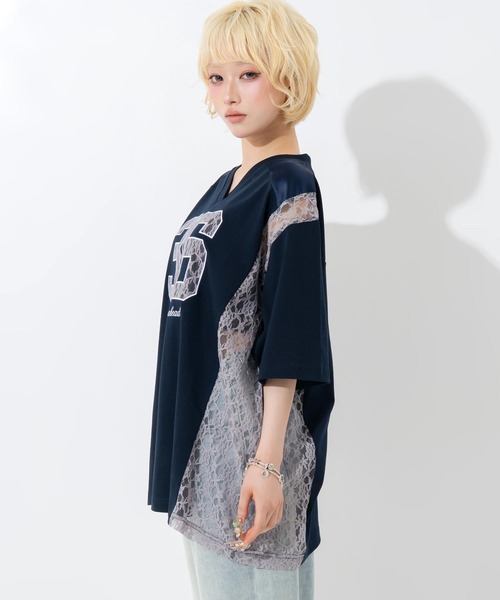 ANAP(アナップ)の「レースナンバリングゲームシャツ(Tシャツ/カットソー・レディース・ネイビー/オフホワイト・F)」の11枚目の写真