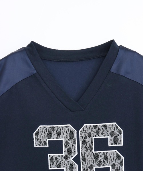 ANAP(アナップ)の「レースナンバリングゲームシャツ(Tシャツ/カットソー・レディース・ネイビー/オフホワイト・F)」の16枚目の写真