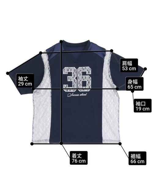 ANAP(アナップ)の「レースナンバリングゲームシャツ(Tシャツ/カットソー・レディース・ネイビー/オフホワイト・F)」の22枚目の写真