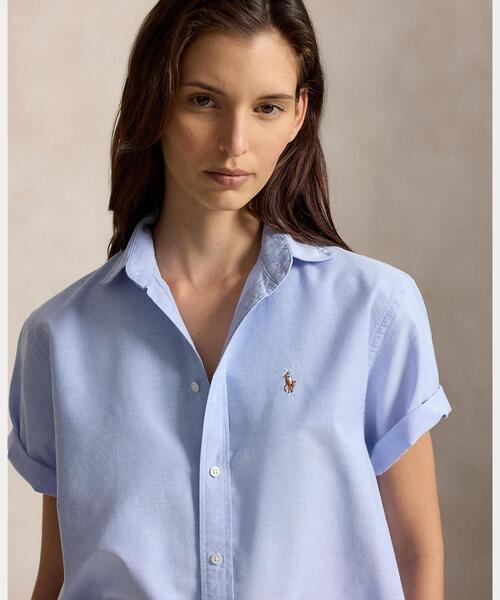 POLO RALPH LAUREN(ポロ ラルフ ローレン)の「コットン オックスフォード ショートスリーブ シャツ(シャツ/ブラウス・レディース・ブルー・S/M/L/XS)」の4枚目の写真