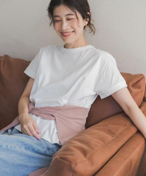 URBAN RESEARCH DOORS(アーバンリサーチドアーズ)の「『UR TECH ひやサラクール』バックポイントタックプルオーバー(Tシャツ/カットソー・レディース・ネイビー/オフホワイト/ピンク/ブラウン・FREE)」の8枚目の写真