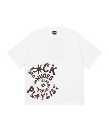 TONSIL（トンスル）の「FUCK NUDES SEND ME YOUR PLAY LIST SWIRL グラフィック半袖Tシャツ（Tシャツ/カットソー）」