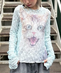 Candy Stripper | CAT FACE LACE トップス(Tシャツ/カットソー)