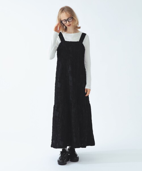 Ray BEAMS(レイビームス)の「ジャカード ティアード キャミ ワンピース(ワンピース・レディース・ブラック/アイボリー・ONE SIZE)」の13枚目の写真