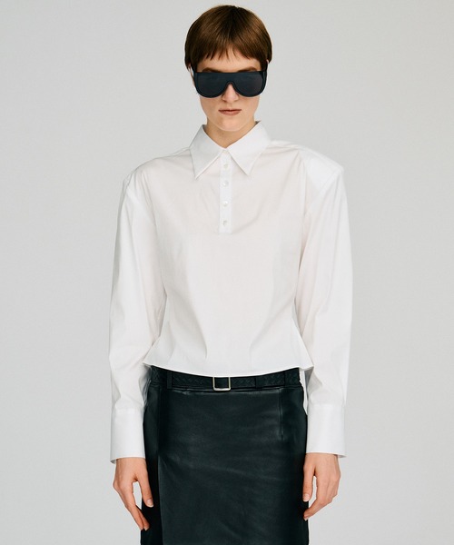 PRANK PROJECT(プランクプロジェクト)の「【2026Autumn Pre-Order】ショルダーパッドハイストレッチブロードシャツ / Shoulder Pad High-Stretch Broadcloth Shirt(シャツ/ブラウス・レディース・サックスブルー/グレー/ホワイト・FREE)」の7枚目の写真