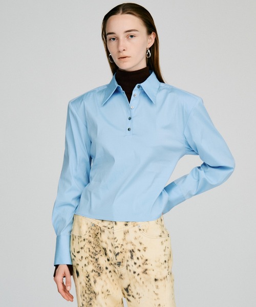 PRANK PROJECT(プランクプロジェクト)の「【2026Autumn Pre-Order】ショルダーパッドハイストレッチブロードシャツ / Shoulder Pad High-Stretch Broadcloth Shirt(シャツ/ブラウス・レディース・サックスブルー/グレー/ホワイト・FREE)」の9枚目の写真