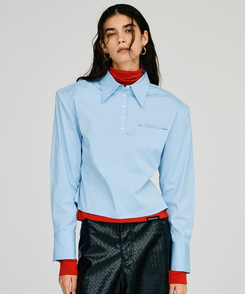 PRANK PROJECT(プランクプロジェクト)の「【2026Autumn Pre-Order】ショルダーパッドハイストレッチブロードシャツ / Shoulder Pad High-Stretch Broadcloth Shirt(シャツ/ブラウス・レディース・サックスブルー/グレー/ホワイト・FREE)」の10枚目の写真