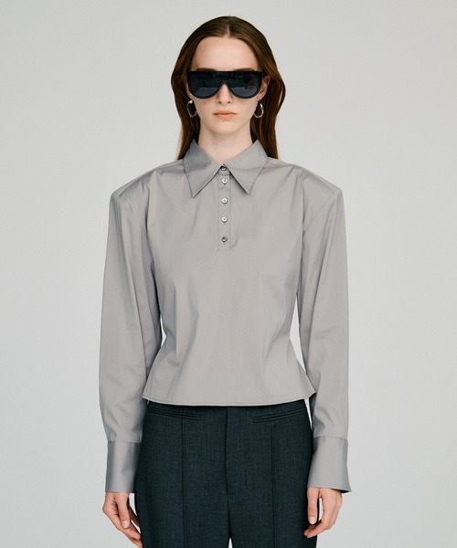 PRANK PROJECT(プランクプロジェクト)の「【2026Autumn Pre-Order】ショルダーパッドハイストレッチブロードシャツ / Shoulder Pad High-Stretch Broadcloth Shirt(シャツ/ブラウス・レディース・サックスブルー/グレー/ホワイト・FREE)」の11枚目の写真