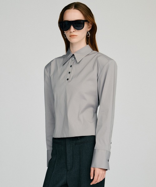 PRANK PROJECT(プランクプロジェクト)の「【2026Autumn Pre-Order】ショルダーパッドハイストレッチブロードシャツ / Shoulder Pad High-Stretch Broadcloth Shirt(シャツ/ブラウス・レディース・サックスブルー/グレー/ホワイト・FREE)」の12枚目の写真