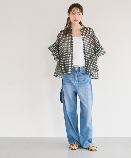 coca(coca)(コカ)の「シアーチェックペプラムブラウス(シャツ/ブラウス・レディース・B/A・L/M/S)」の17枚目の写真