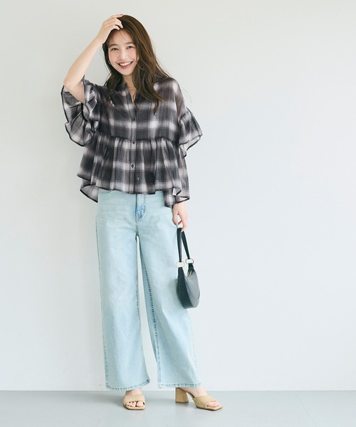 coca(coca)(コカ)の「シアーチェックペプラムブラウス(シャツ/ブラウス・レディース・B/A・L/M/S)」の18枚目の写真