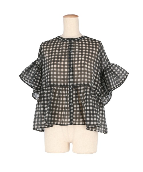 coca(coca)(コカ)の「シアーチェックペプラムブラウス(シャツ/ブラウス・レディース・B/A・L/M/S)」の5枚目の写真