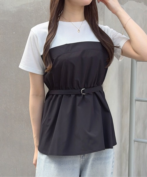 INGNI(イング)の「ベルト付ビスチェドッキングトップス(Tシャツ/カットソー・レディース・ブラウン/ブラック/グレー・M)」の2枚目の写真