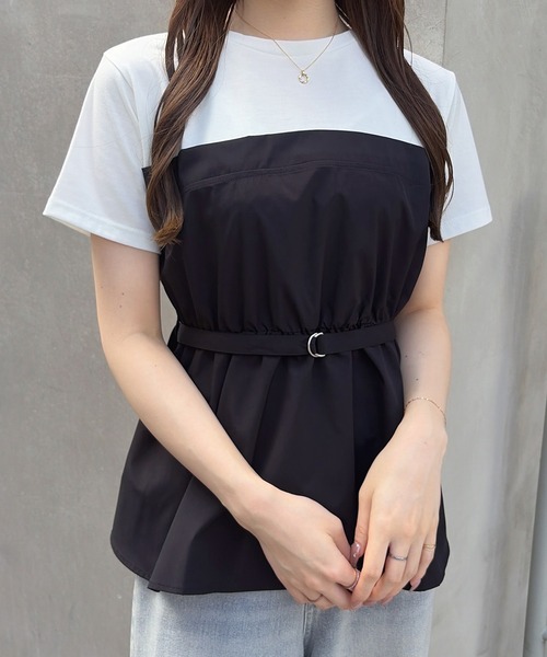 INGNI(イング)の「ベルト付ビスチェドッキングトップス(Tシャツ/カットソー・レディース・ブラウン/ブラック/グレー・M)」の4枚目の写真
