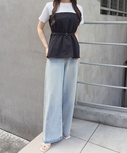 INGNI(イング)の「ベルト付ビスチェドッキングトップス(Tシャツ/カットソー・レディース・ブラウン/ブラック/グレー・M)」の7枚目の写真