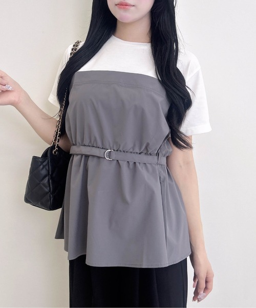 INGNI(イング)の「ベルト付ビスチェドッキングトップス(Tシャツ/カットソー・レディース・ブラウン/ブラック/グレー・M)」の8枚目の写真